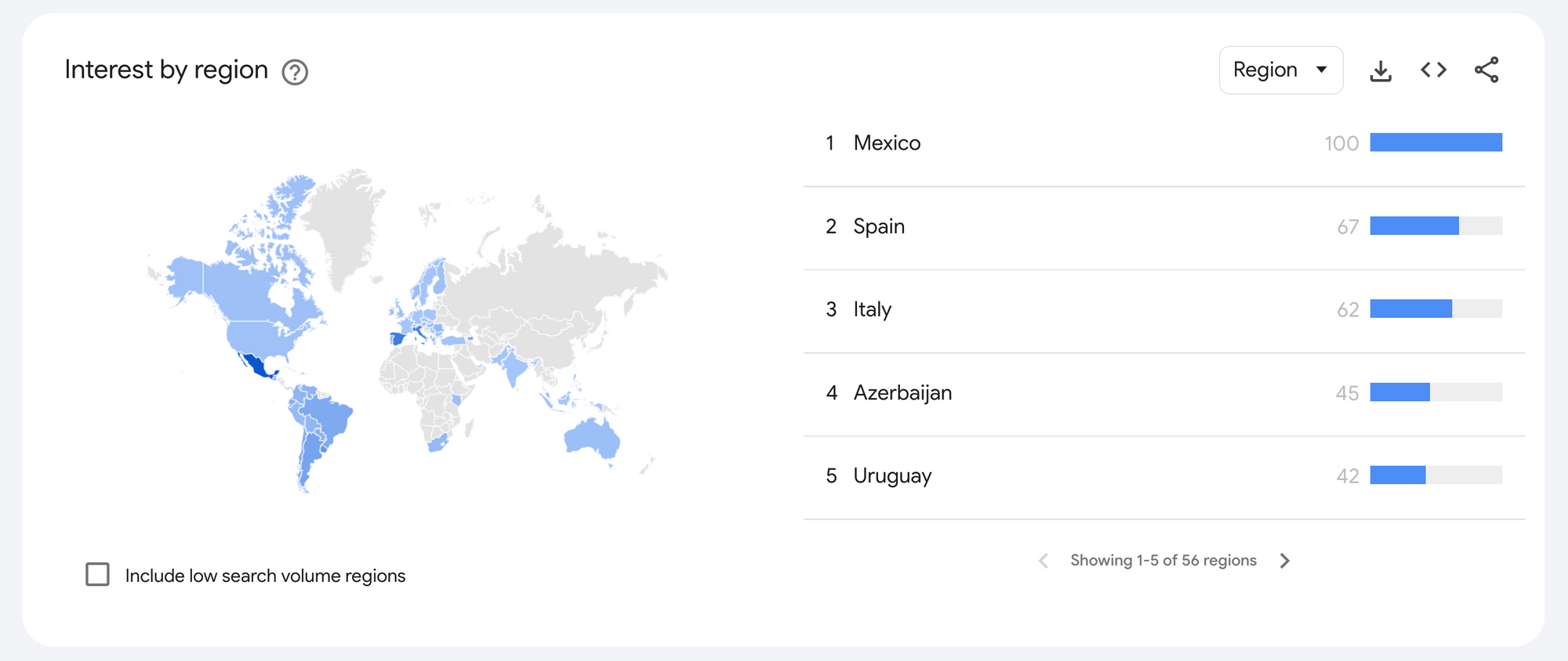 Figure 3. Top countries searching for "formula 1." Screenshot from Google Trends.